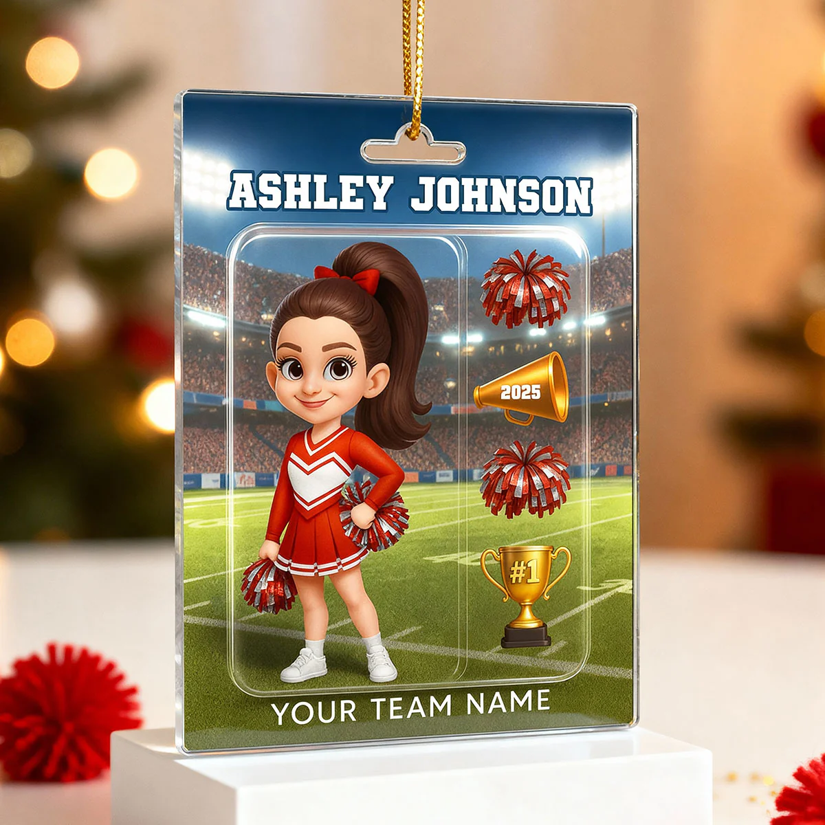 3D Effect Cheerleader Custom Figure Style - Personalized Acrylic Ornament - Christmas Gift For Cheerleaders - Image 2