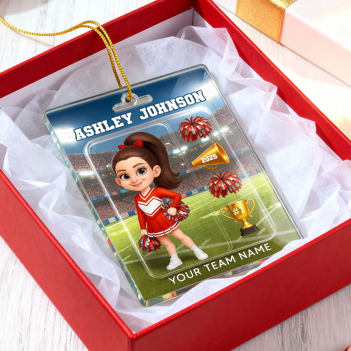 3D Effect Cheerleader Custom Figure Style - Personalized Acrylic Ornament - Christmas Gift For Cheerleaders - Image 3