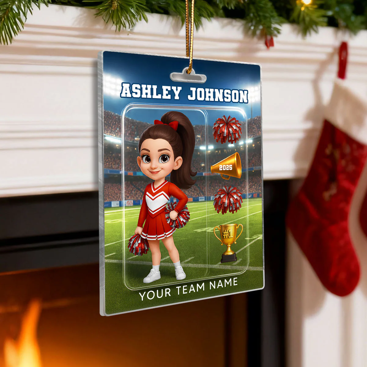 3D Effect Cheerleader Custom Figure Style - Personalized Acrylic Ornament - Christmas Gift For Cheerleaders - Image 4