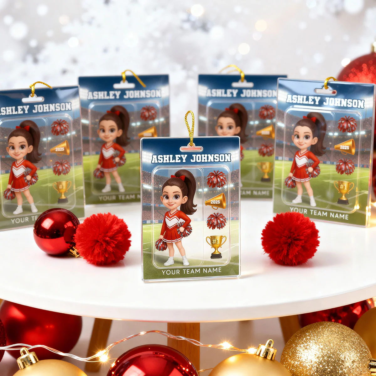 3D Effect Cheerleader Custom Figure Style - Personalized Acrylic Ornament - Christmas Gift For Cheerleaders - Image 9