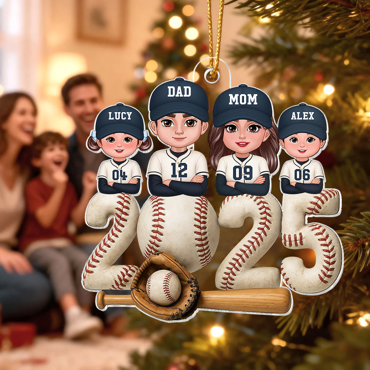 3D Effect Christmas Baseball Family Together We're A Team - Personalized Acrylic Ornament - Gift For Family - Image 10