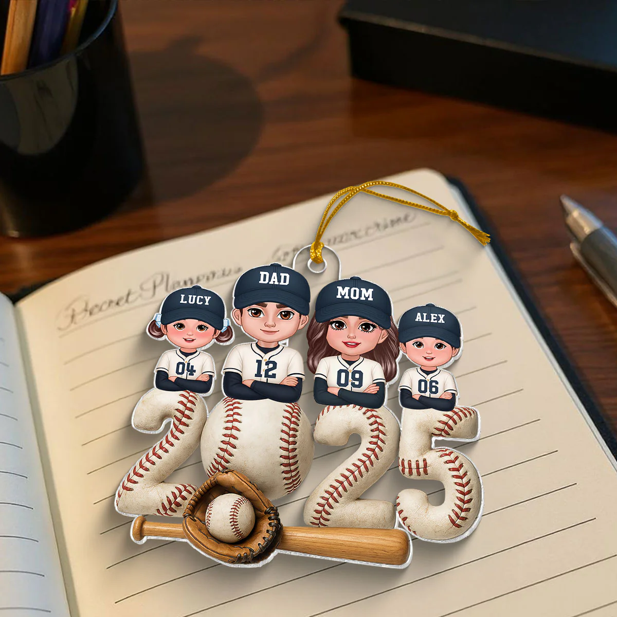 3D Effect Christmas Baseball Family Together We're A Team - Personalized Acrylic Ornament - Gift For Family - Image 12