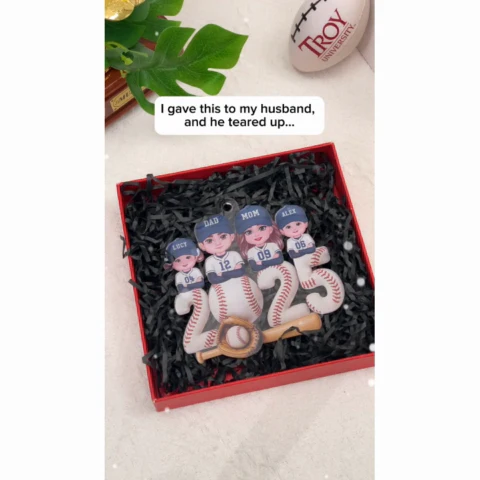 3D Effect Christmas Baseball Family Together We're A Team - Personalized Acrylic Ornament - Gift For Family - Image 2