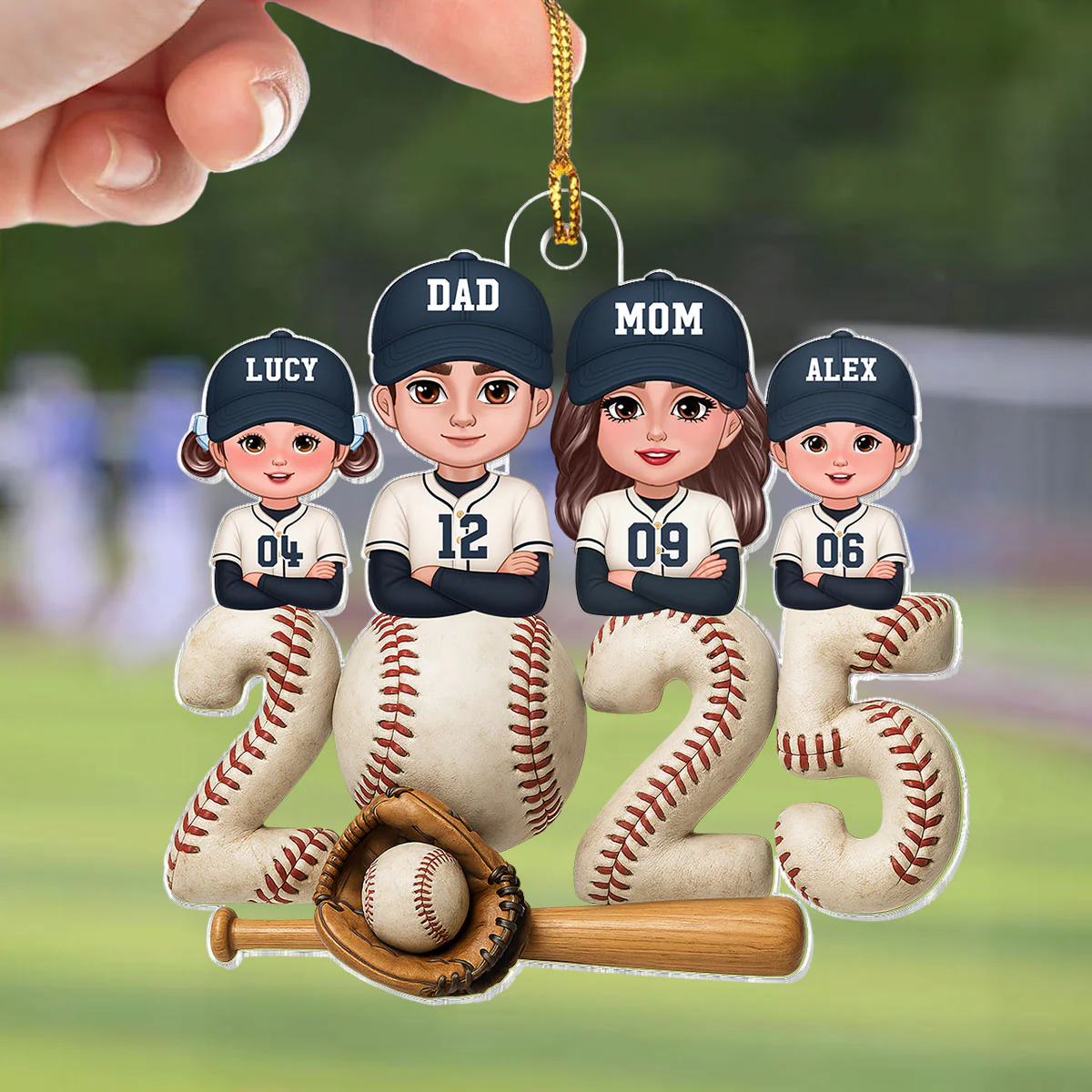 3D Effect Christmas Baseball Family Together We're A Team - Personalized Acrylic Ornament - Gift For Family - Image 5