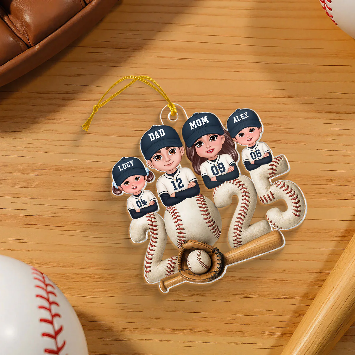 3D Effect Christmas Baseball Family Together We're A Team - Personalized Acrylic Ornament - Gift For Family - Image 9