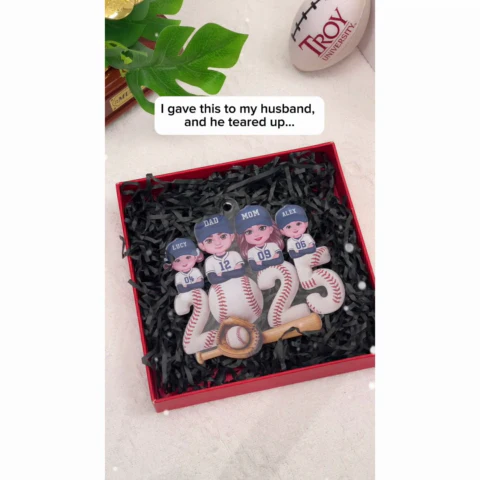3D Effect Christmas Baseball Family Together We're A Team - Personalized Acrylic Ornament - Gift For Family - Image 2