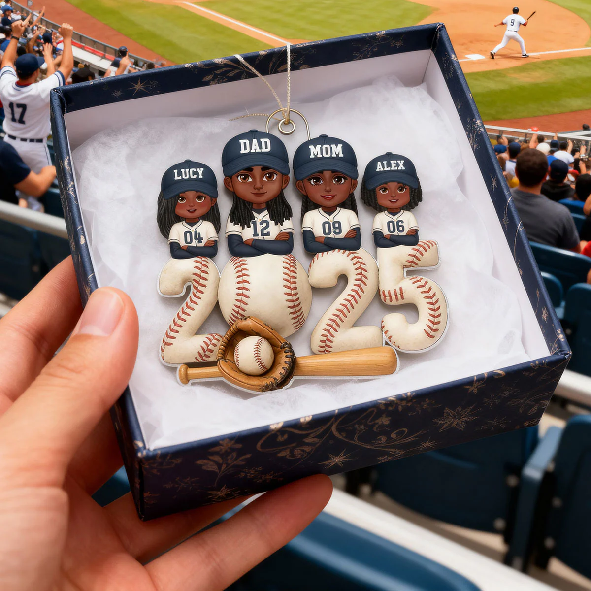 3D Effect Christmas Baseball Family Together We're A Team - Personalized Acrylic Ornament - Gift For Family - Image 8