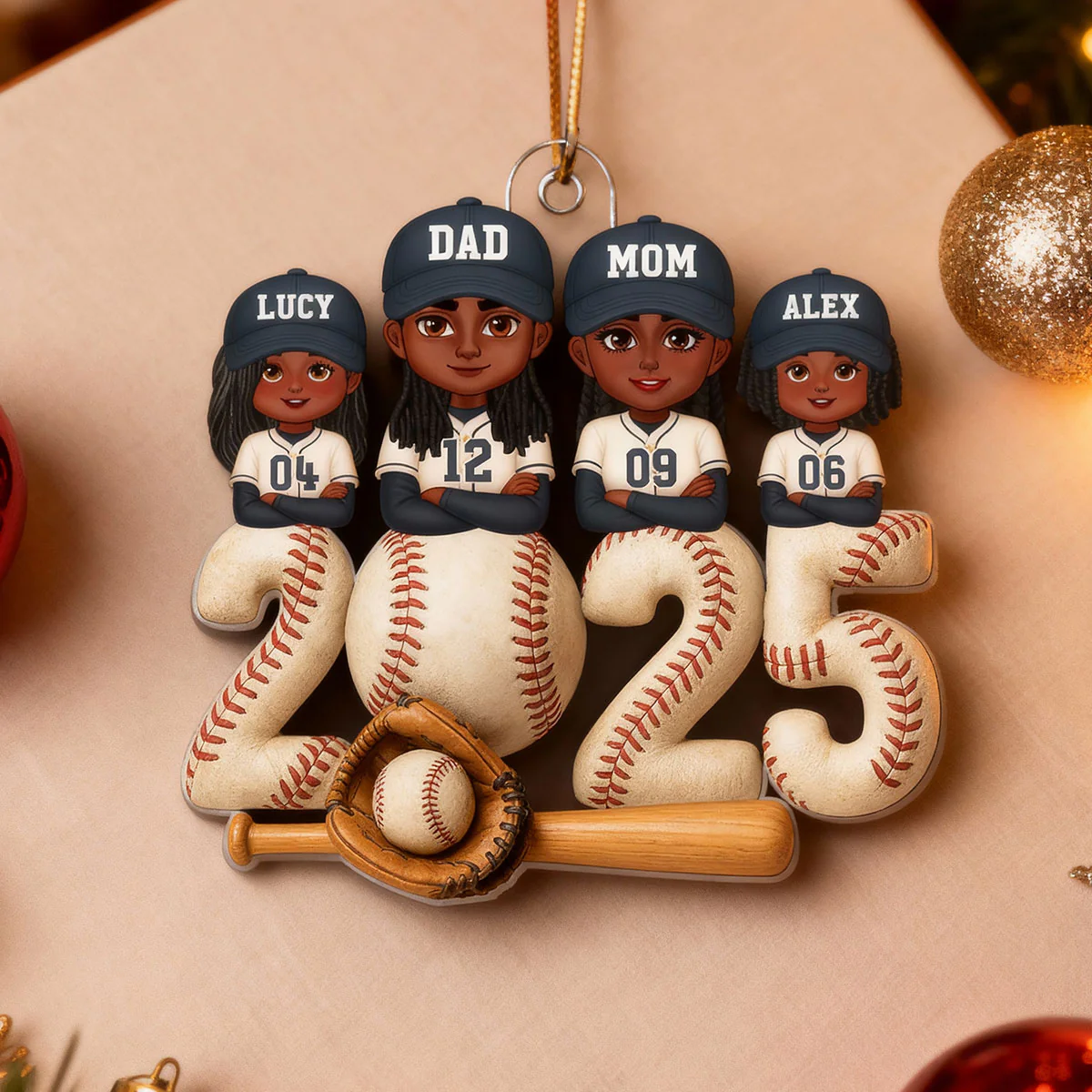3D Effect Christmas Baseball Family Together We're A Team - Personalized Acrylic Ornament - Gift For Family - Image 9