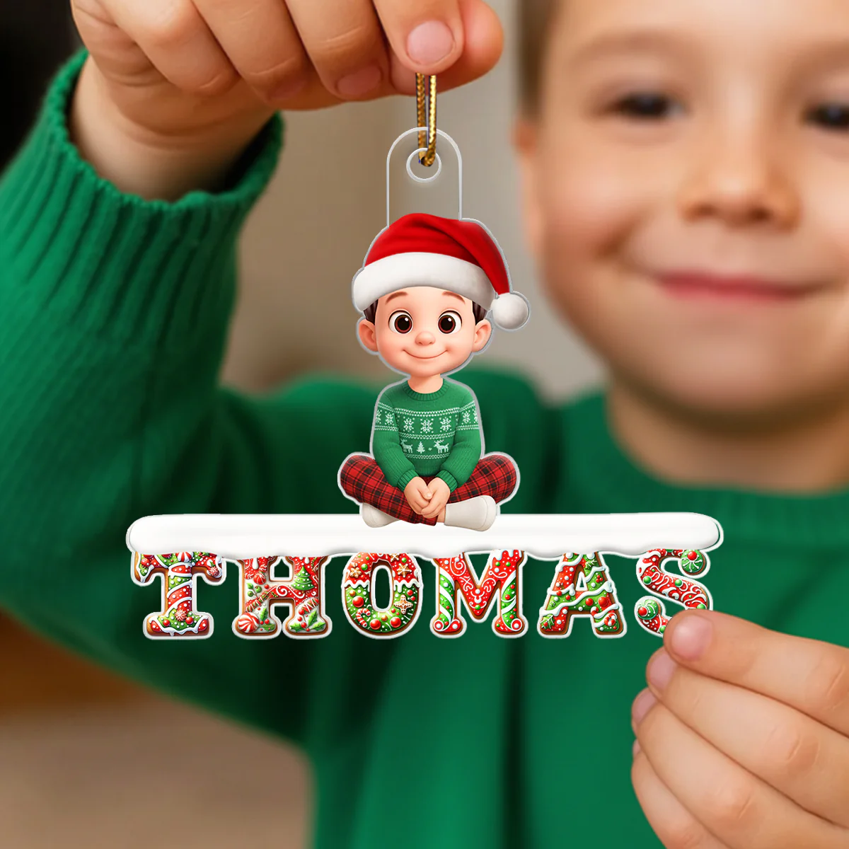 3D Effect Christmas Gingerbread Pattern Family Member Name - Personalized Acrylic Ornament - Unique Christmas Gift For Family, Loved Ones - Image 8