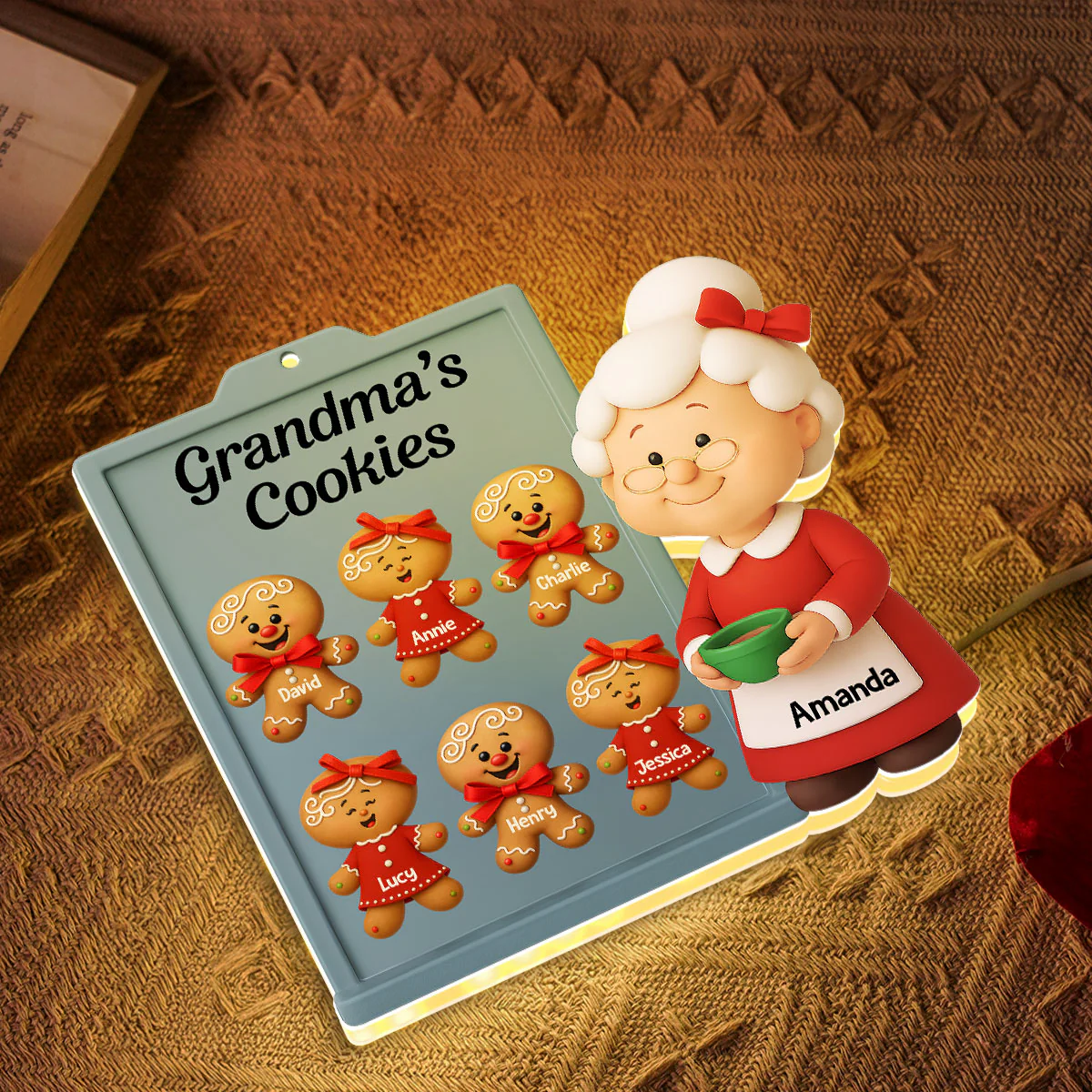 3D Effect Christmas Grandma Cookies Custom Grandkids Names - Personalized Light Box - Image 7