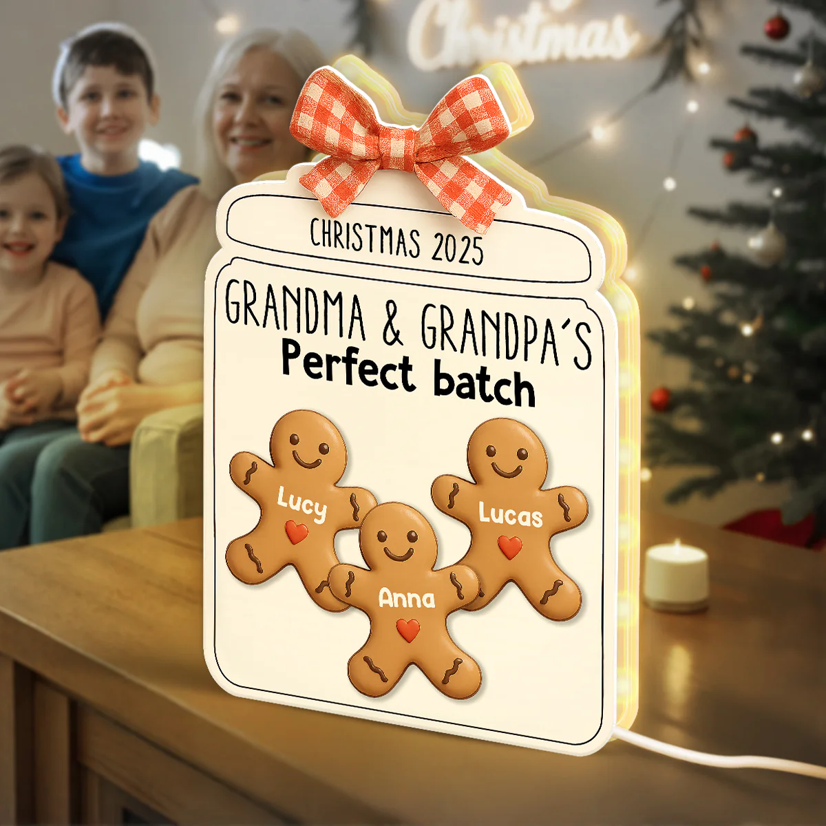 3D Effect Christmas Grandma Grandpa Perfect Batch Cookies - Personalized Light Box - Image 3
