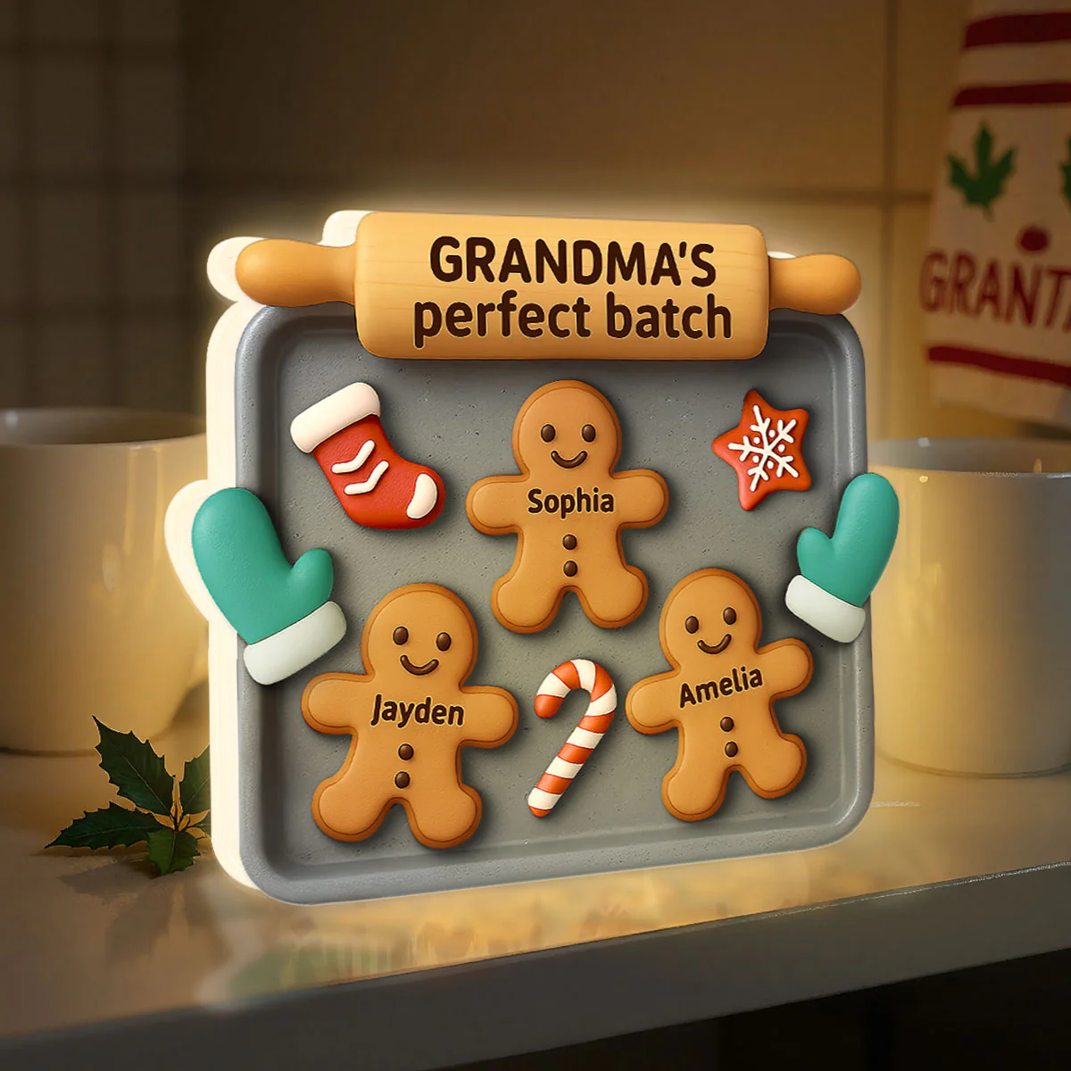 3D Effect Christmas Grandma Perfect Batch Cookies - Personalized Light Box - Gift For Grandma - Image 3