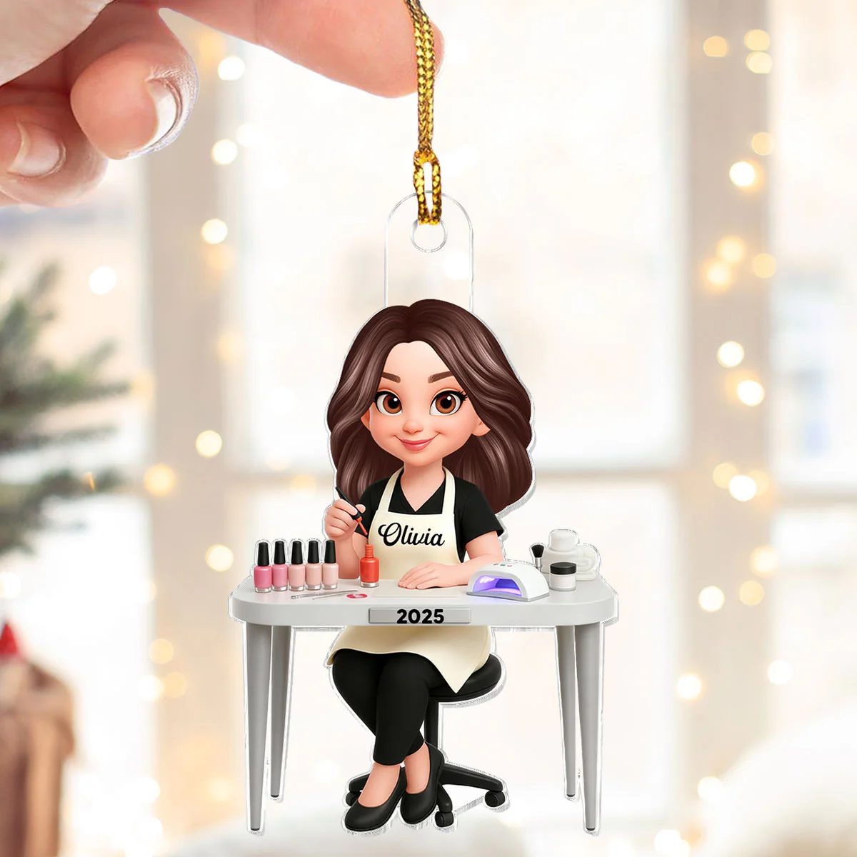3D Effect Christmas Nail Technician - Personalized Acrylic Ornament - Gift For Nail Technician, Nails Decor, Beauty Salon, Woman, Girl - Image 11