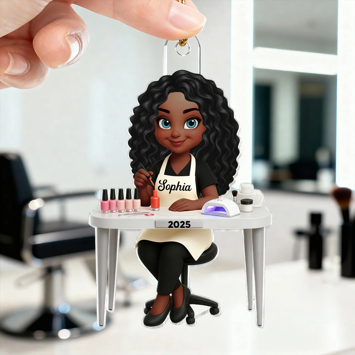 3D Effect Christmas Nail Technician - Personalized Acrylic Ornament - Gift For Nail Technician, Nails Decor, Beauty Salon, Woman, Girl - Image 12