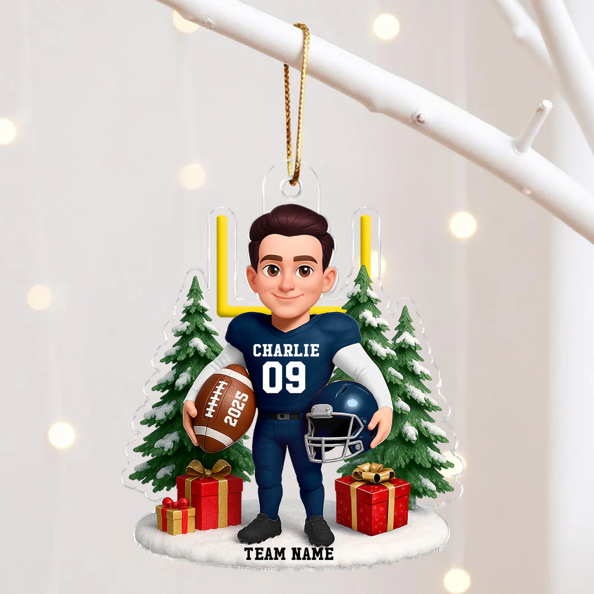 3D Effect Christmas Proud American Football Player - Personalized Acrylic Ornament - Gift For Football Lovers - Image 6