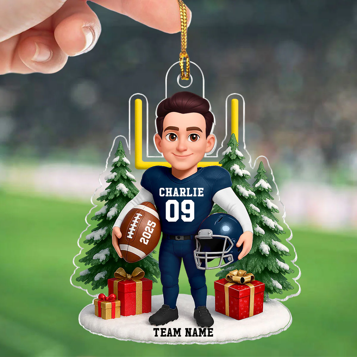 3D Effect Christmas Proud American Football Player - Personalized Acrylic Ornament - Gift For Football Lovers - Image 8