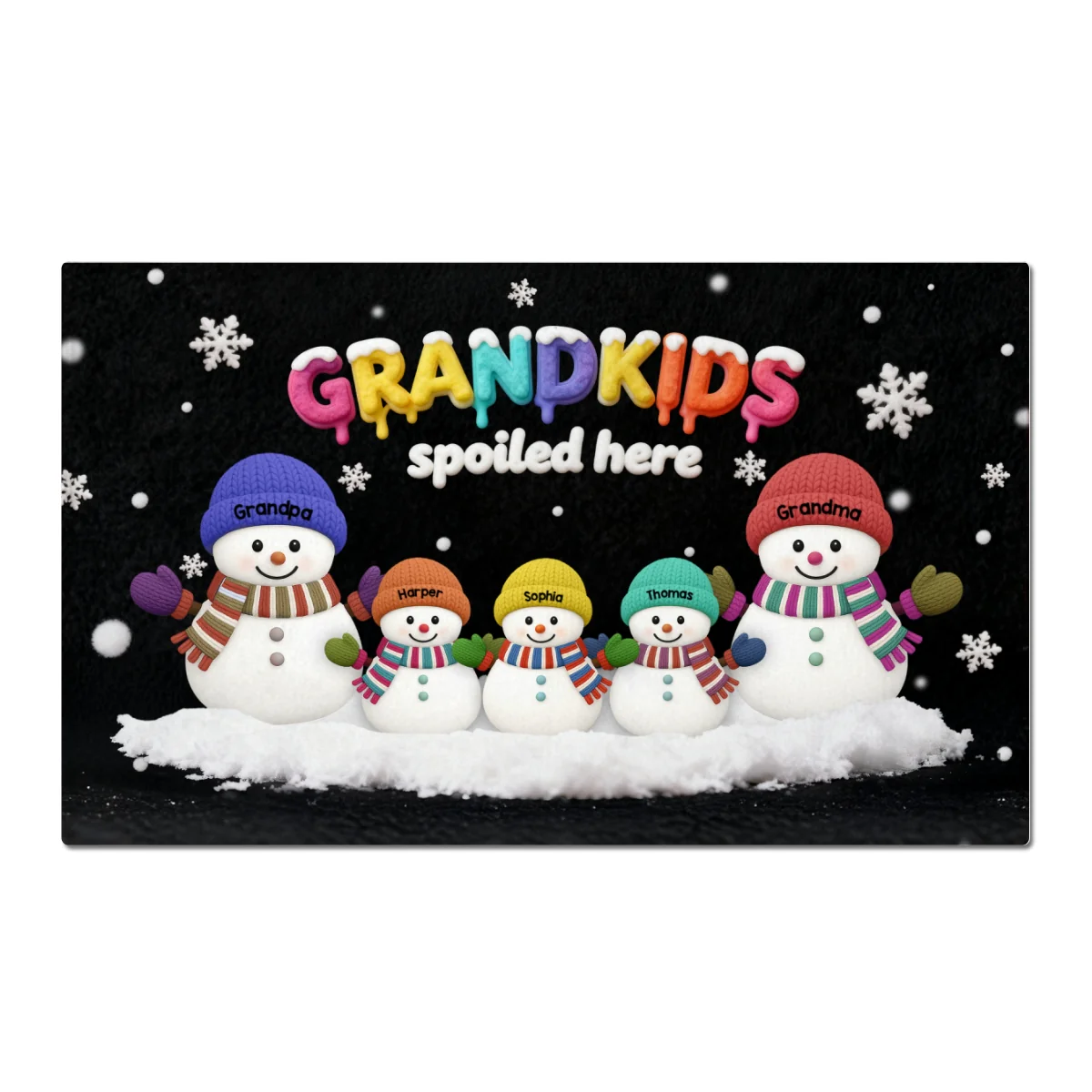 3D Effect Christmas Snowman Grandkids Spoiled Here - Personalized Doormat - Gift For Grandparents - Image 11