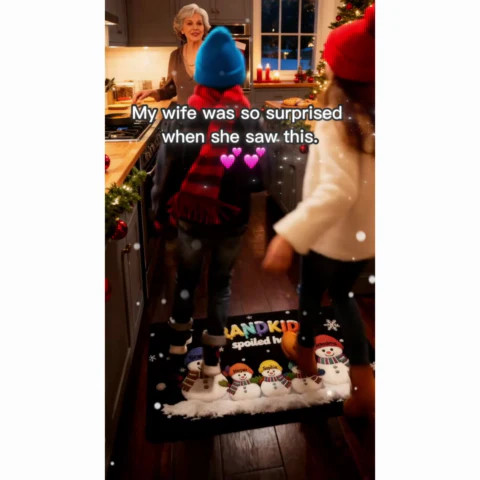3D Effect Christmas Snowman Grandkids Spoiled Here - Personalized Doormat - Gift For Grandparents - Image 3