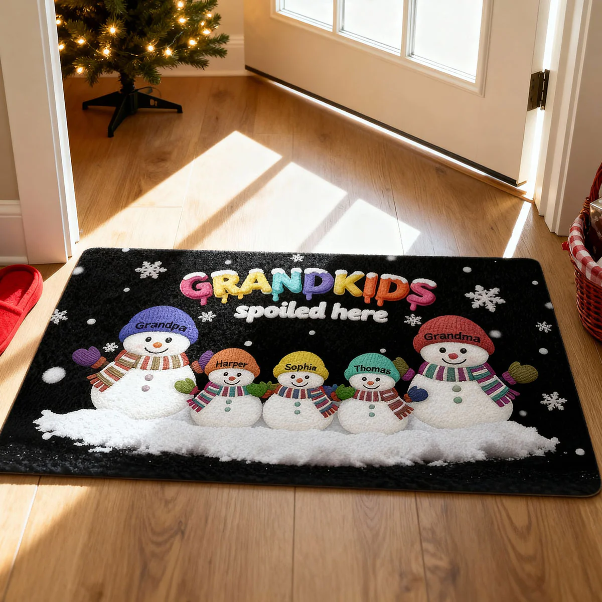 3D Effect Christmas Snowman Grandkids Spoiled Here - Personalized Doormat - Gift For Grandparents - Image 5