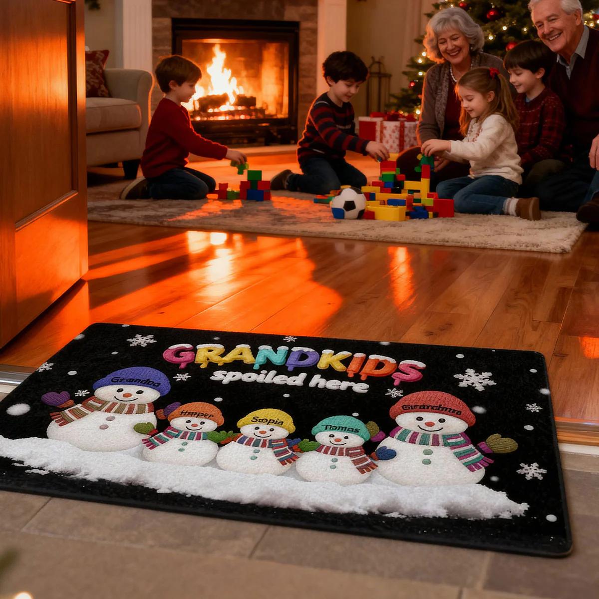 3D Effect Christmas Snowman Grandkids Spoiled Here - Personalized Doormat - Gift For Grandparents - Image 8