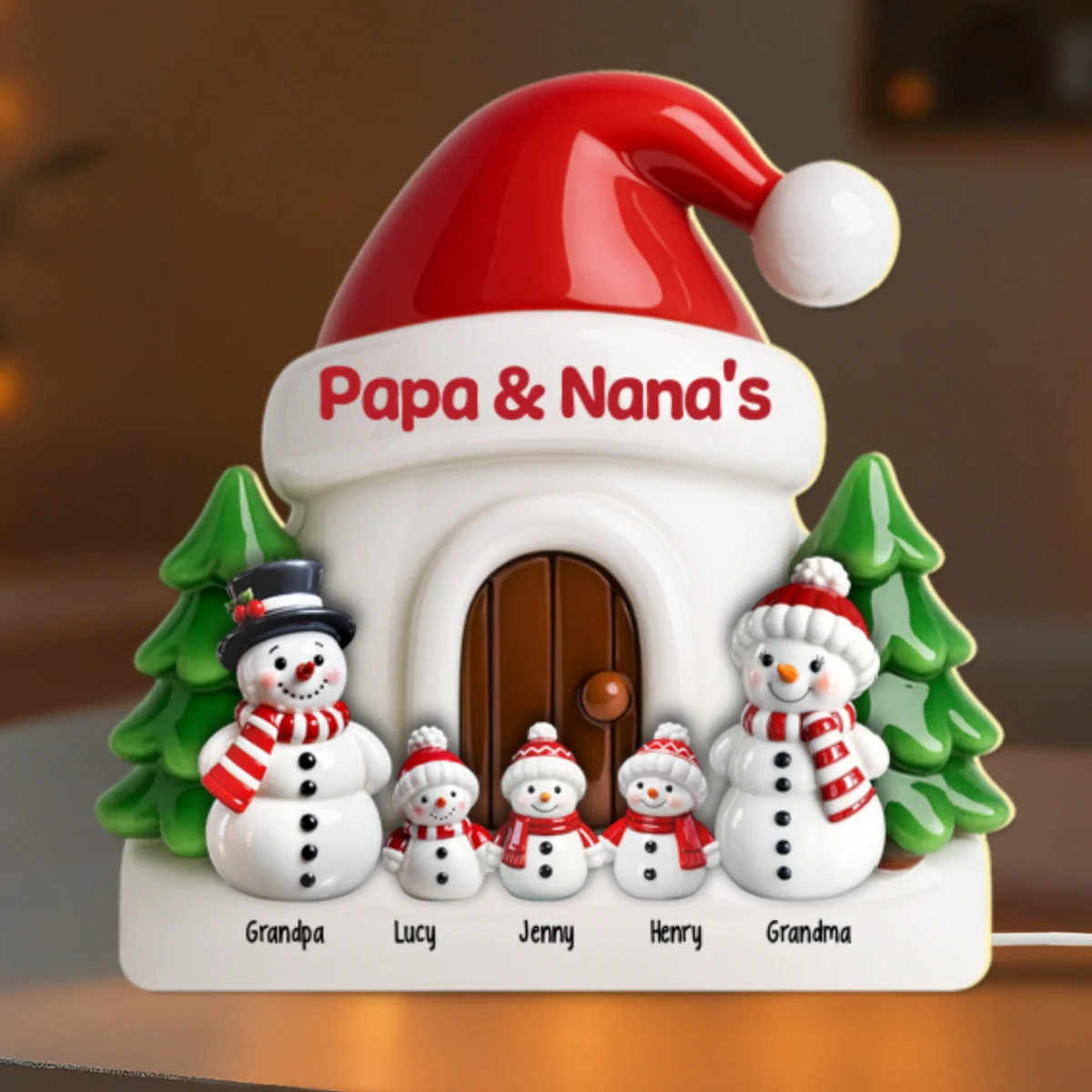 3D Effect Christmas Snowmen At Grandparents' House - Personalized Light Box - Christmas Decor For Grandma, Grandpa, Family - Image 8