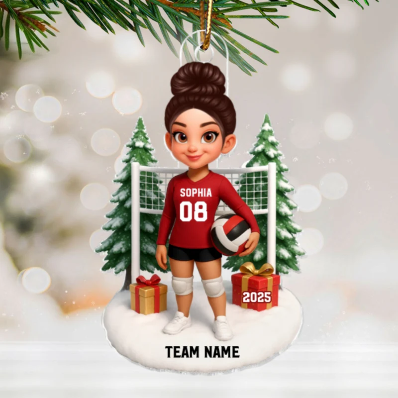 3D Effect Christmas Volleyball Player - Personalized Acrylic Ornament - Gift For Volleyball Lovers, School Volleyball Team - Image 10