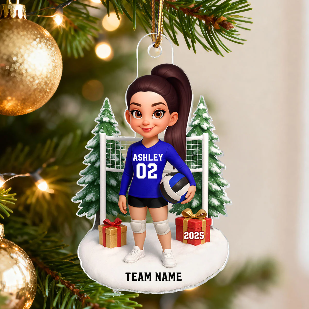 3D Effect Christmas Volleyball Player - Personalized Acrylic Ornament - Gift For Volleyball Lovers, School Volleyball Team - Image 6