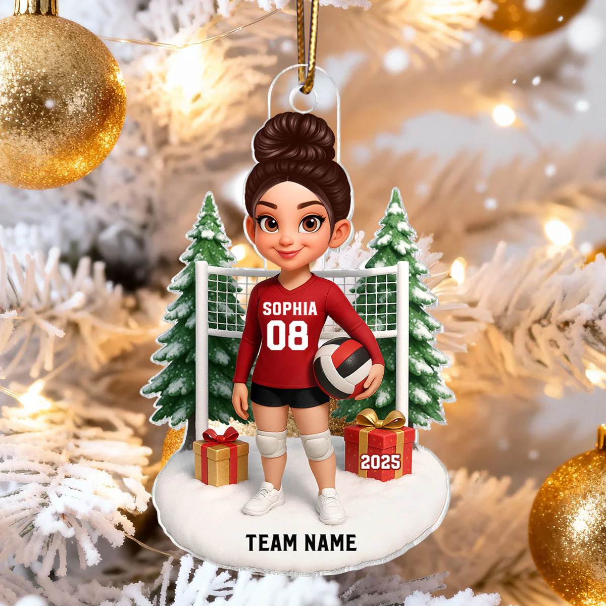 3D Effect Christmas Volleyball Player - Personalized Acrylic Ornament - Gift For Volleyball Lovers, School Volleyball Team - Image 8