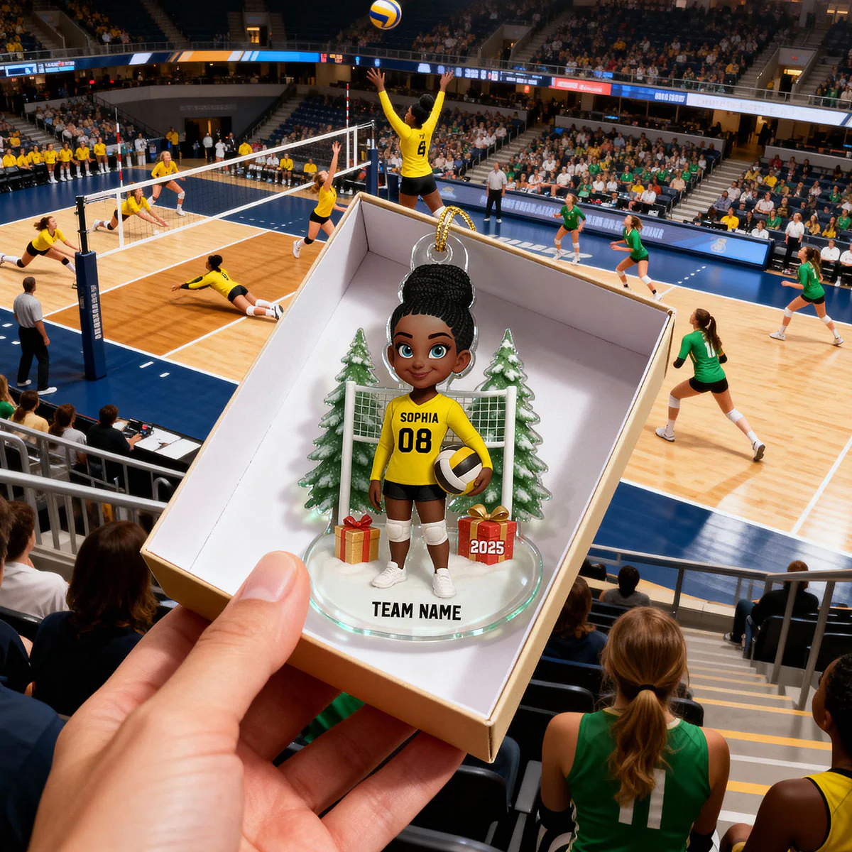 3D Effect Christmas Volleyball Player - Personalized Acrylic Ornament - Gift For Volleyball Lovers, School Volleyball Team - Image 11