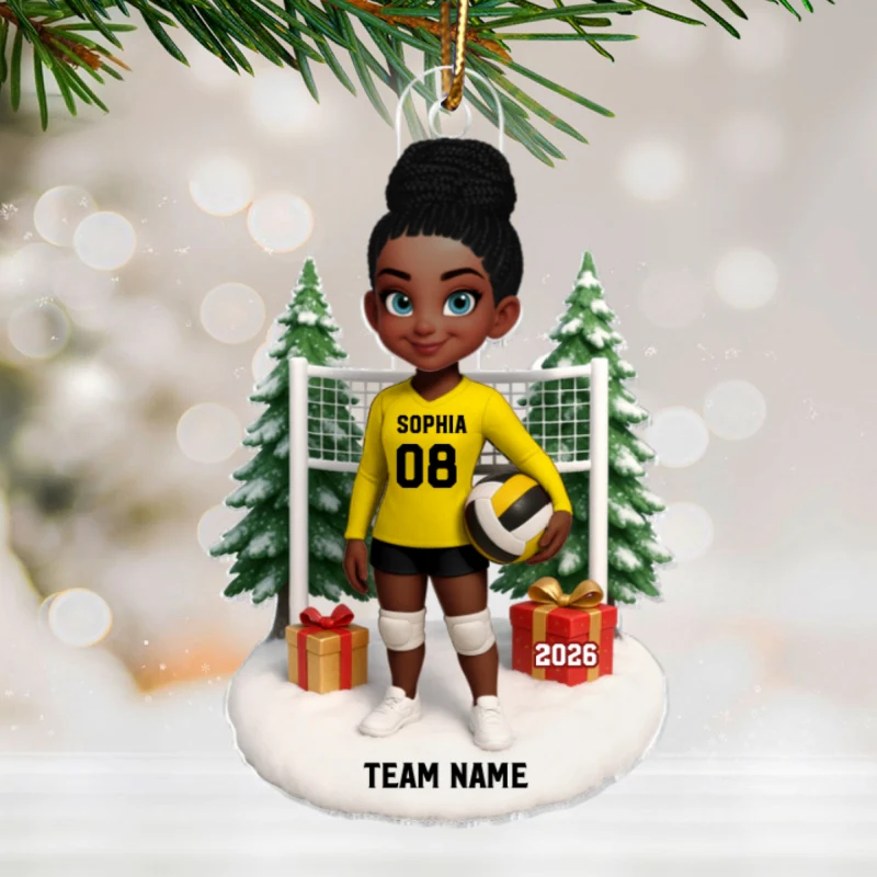 3D Effect Christmas Volleyball Player - Personalized Acrylic Ornament - Gift For Volleyball Lovers, School Volleyball Team - Image 12