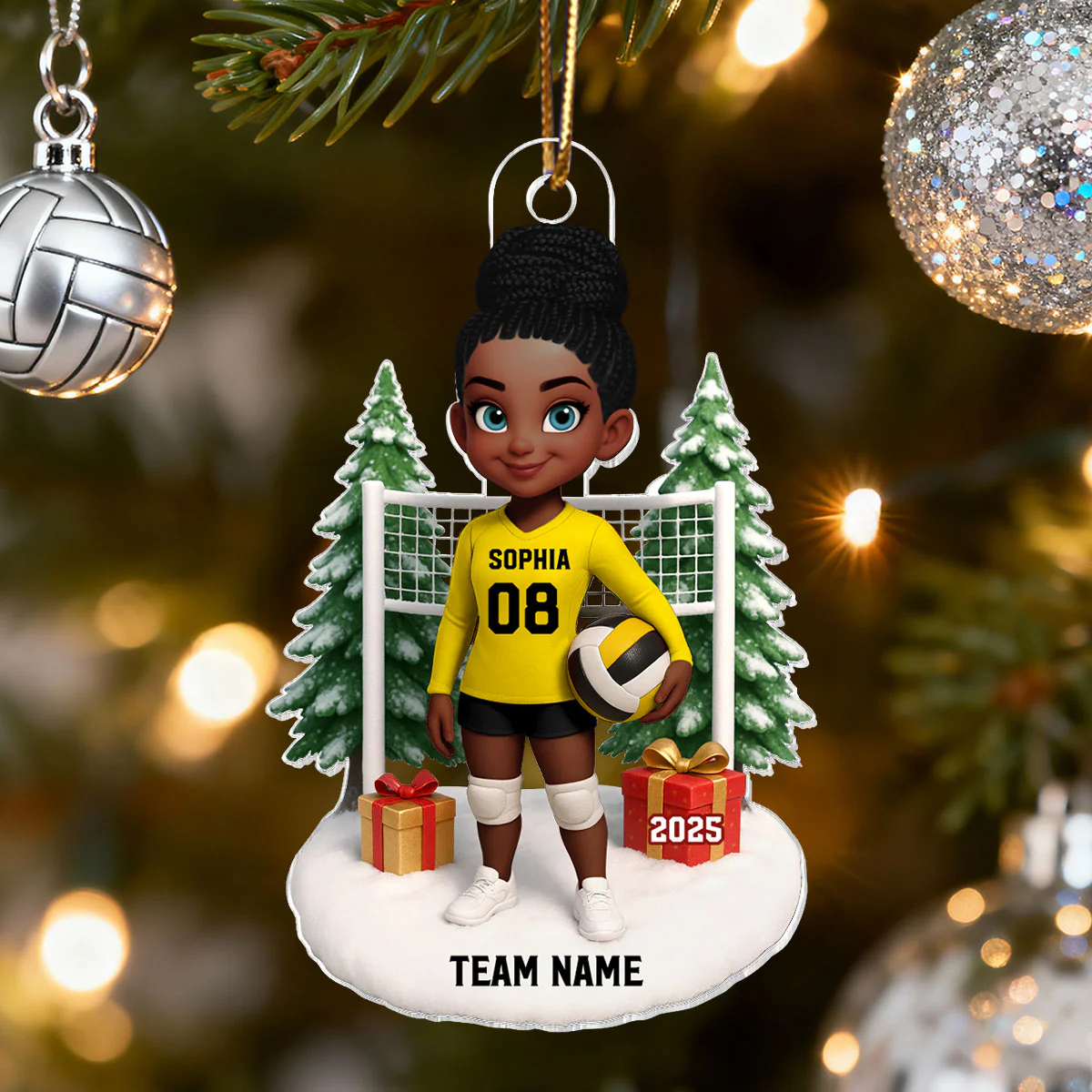 3D Effect Christmas Volleyball Player - Personalized Acrylic Ornament - Gift For Volleyball Lovers, School Volleyball Team - Image 4