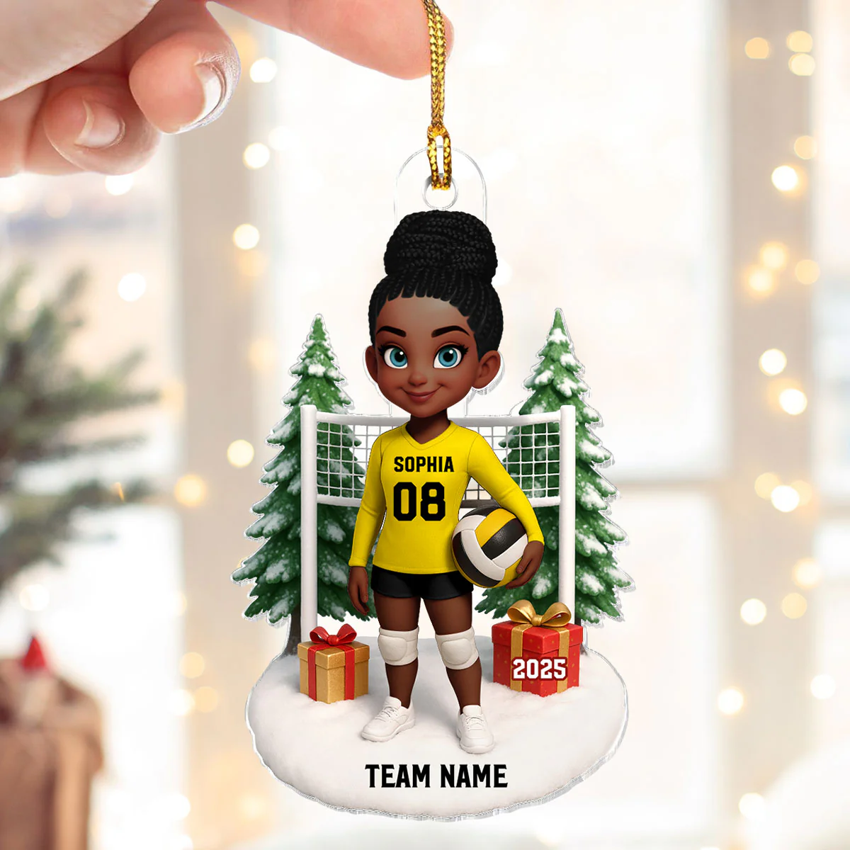 3D Effect Christmas Volleyball Player - Personalized Acrylic Ornament - Gift For Volleyball Lovers, School Volleyball Team - Image 5