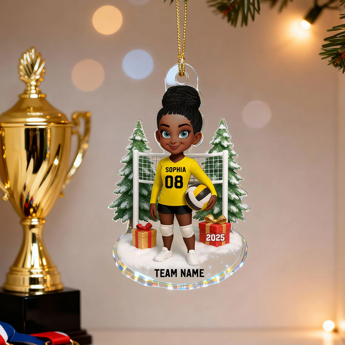 3D Effect Christmas Volleyball Player - Personalized Acrylic Ornament - Gift For Volleyball Lovers, School Volleyball Team - Image 8
