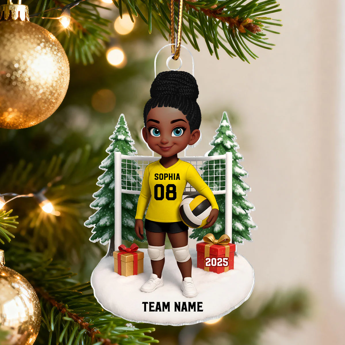 3D Effect Christmas Volleyball Player - Personalized Acrylic Ornament - Gift For Volleyball Lovers, School Volleyball Team - Image 9