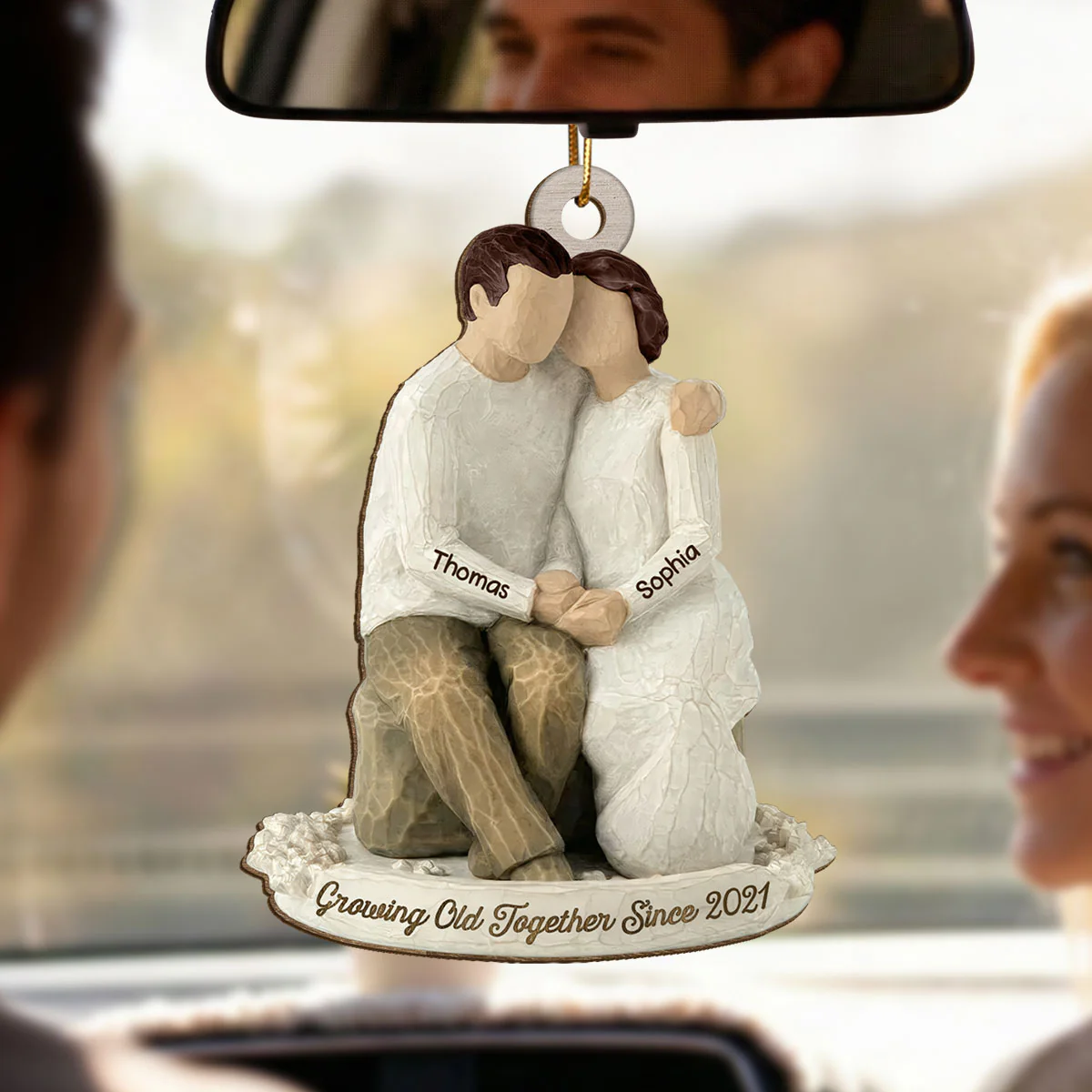 3D Effect Couple Grow Old Together - Personalized Wooden Ornament - Anniversary, Valentine's Day Gift For Him, Gift For Her - Image 4