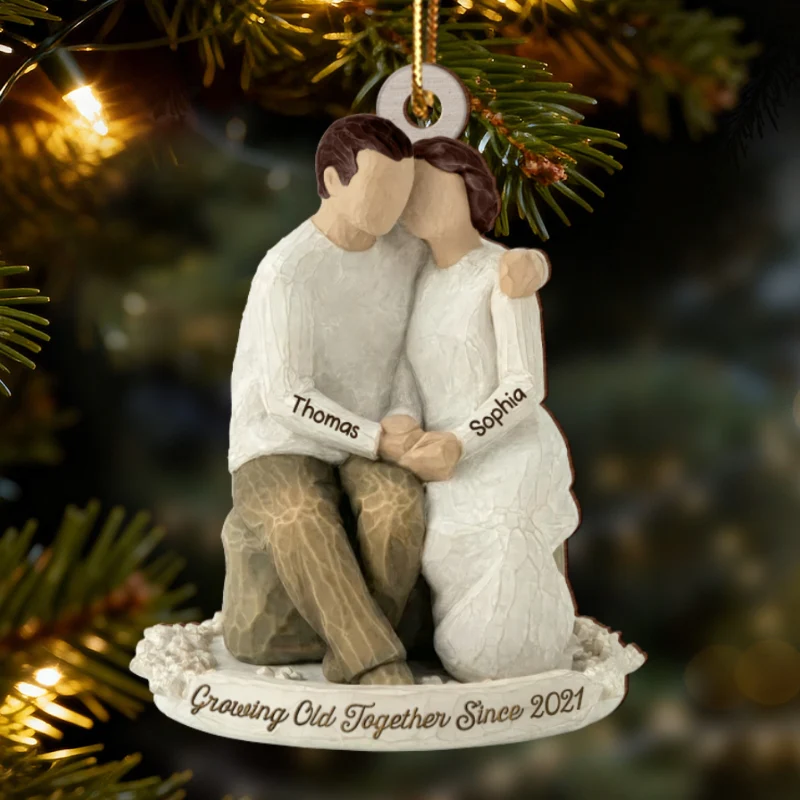 3D Effect Couple Grow Old Together - Personalized Wooden Ornament - Anniversary, Valentine's Day Gift For Him, Gift For Her - Image 7