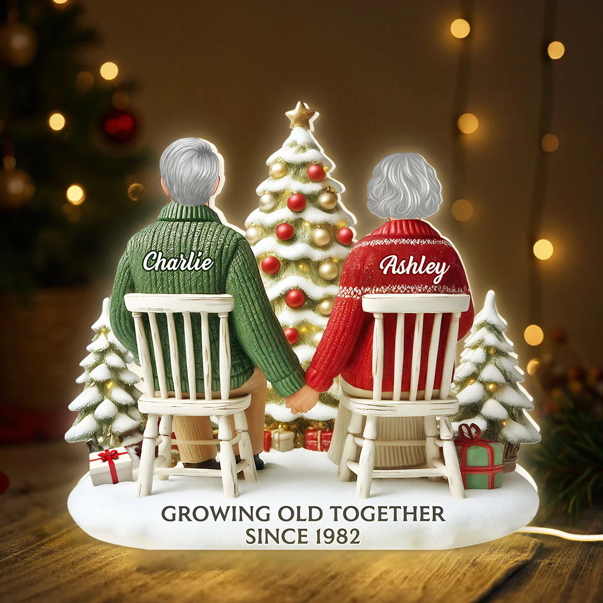 3D Effect Couple Growing Old Together - Personalized Light Box - Image 10