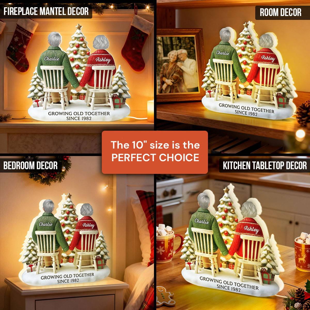 3D Effect Couple Growing Old Together - Personalized Light Box - Image 13