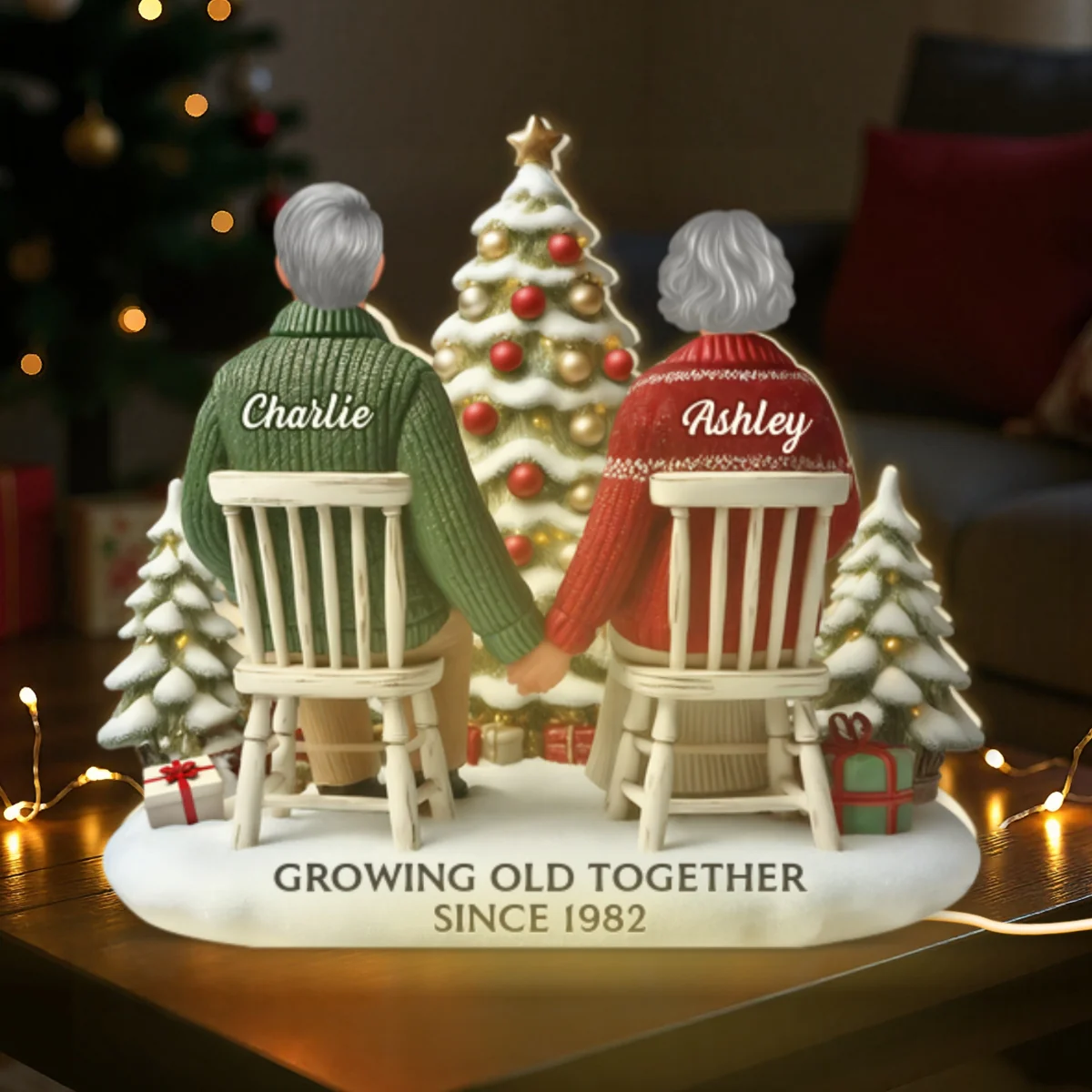 3D Effect Couple Growing Old Together - Personalized Light Box - Image 14