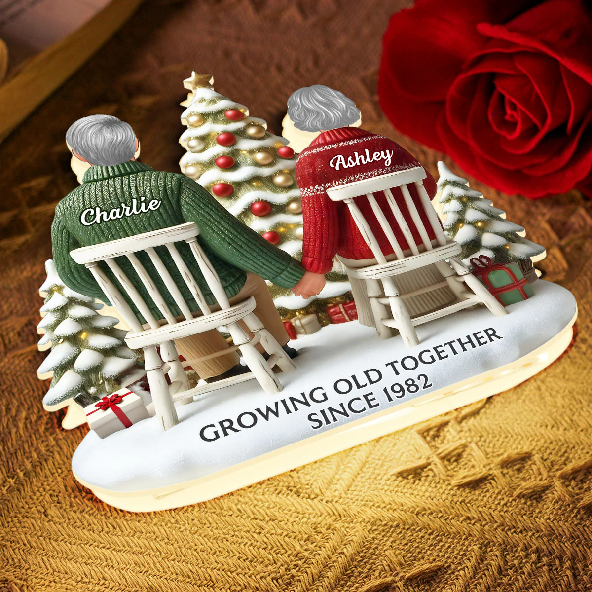 3D Effect Couple Growing Old Together - Personalized Light Box - Image 5