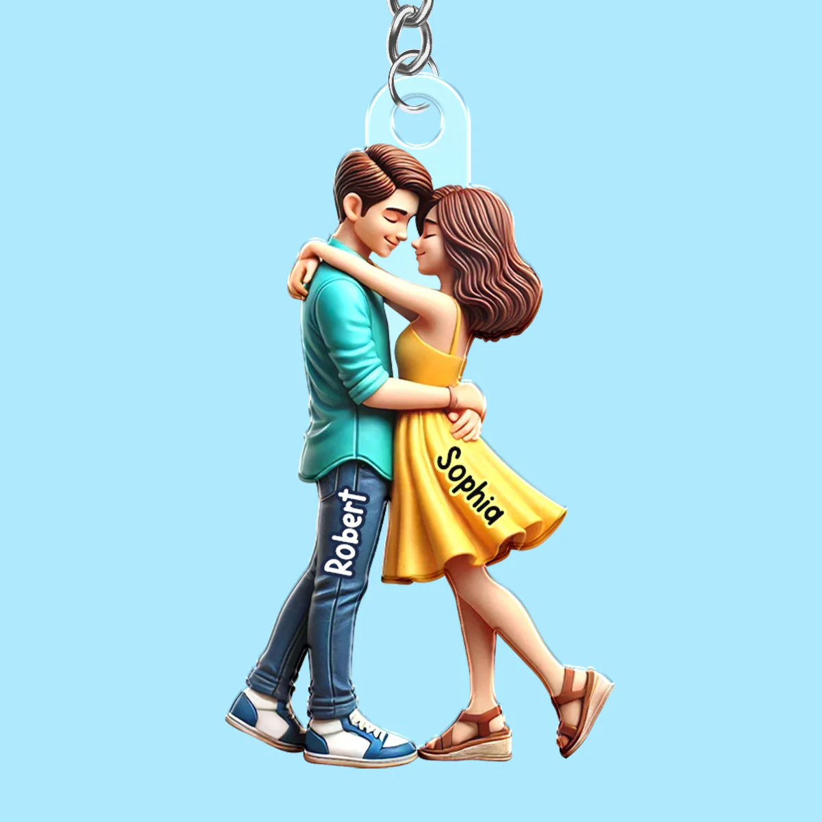 3D Effect Couple Hugging Personalized Acrylic Keychain, Heartfelt Gift For Couple, For Him, For Her, Boyfriend, Girlfriend, Husband, Wife - Image 2
