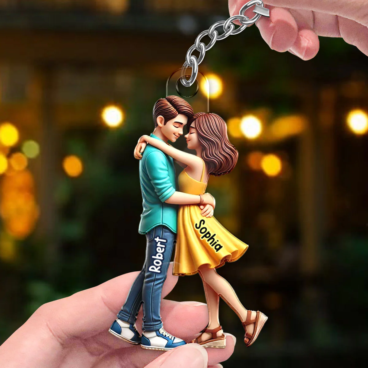 3D Effect Couple Hugging Personalized Acrylic Keychain, Heartfelt Gift For Couple, For Him, For Her, Boyfriend, Girlfriend, Husband, Wife - Image 3