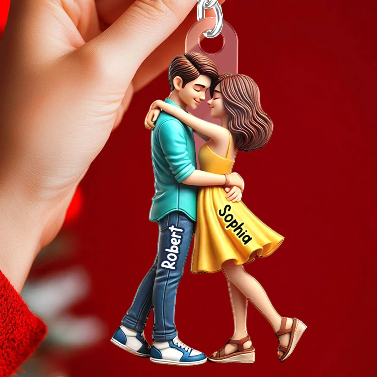 3D Effect Couple Hugging Personalized Acrylic Keychain, Heartfelt Gift For Couple, For Him, For Her, Boyfriend, Girlfriend, Husband, Wife - Image 5