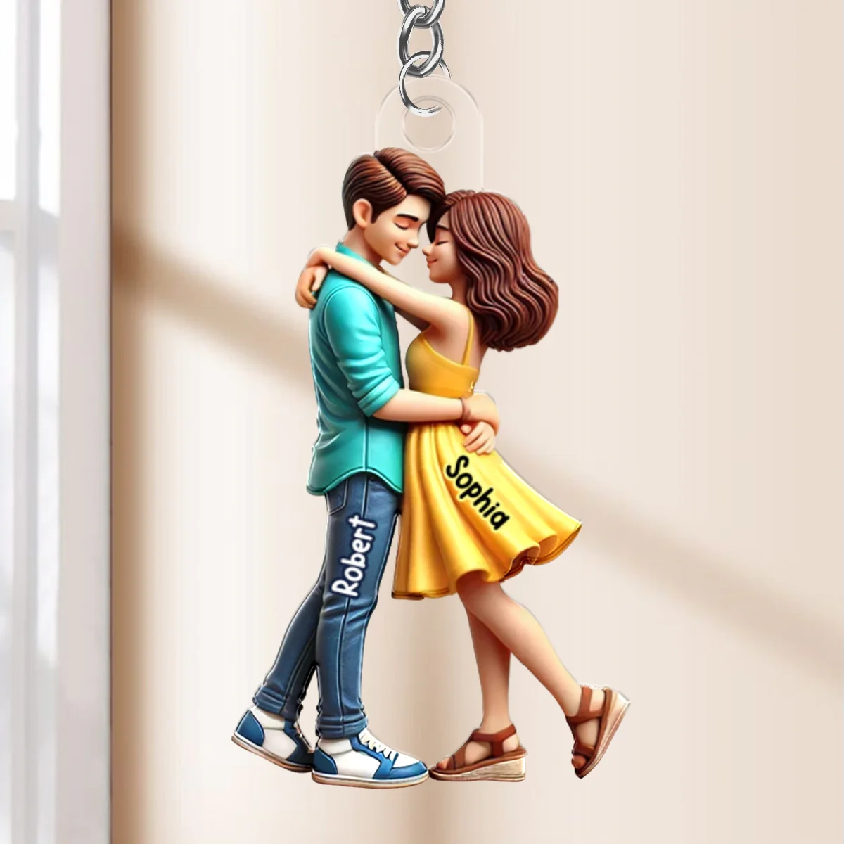 3D Effect Couple Hugging Personalized Acrylic Keychain, Heartfelt Gift For Couple, For Him, For Her, Boyfriend, Girlfriend, Husband, Wife - Image 7