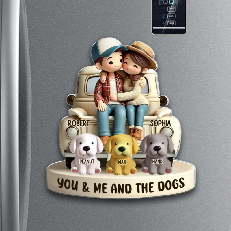 3D Effect Couple On Truck You Me And The Dog Cats Personalized Fridge Magnet, Heartfelt Gift For Couple, For Dog Lovers, Cat Lovers, Pet Lovers - Image 9