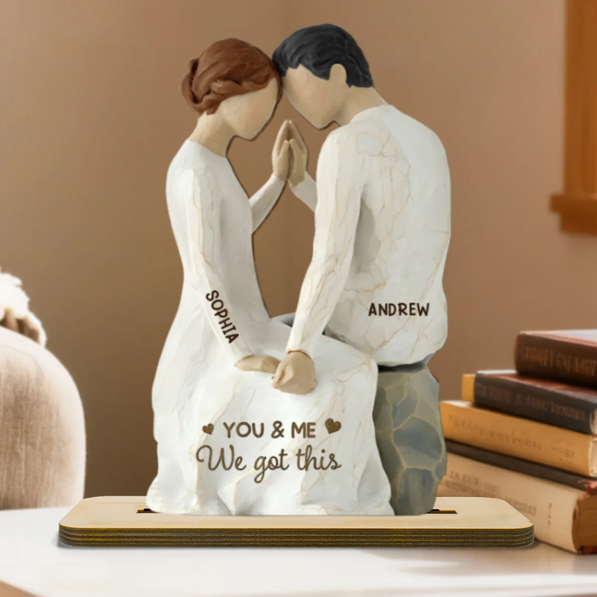3D Effect Couple Sitting Side By Side - Personalized 2-Layered Wooden Plaque - Valentine's Day, Anniversary Gift For Him, Gift For Her - Image 7