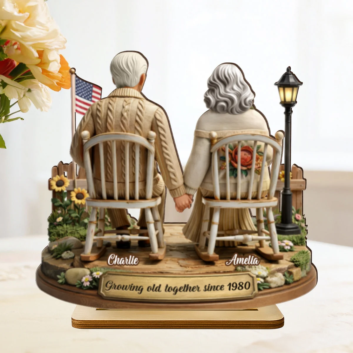 3D Effect Couple Sitting Together - Personalized 2-Layered Wooden Plaque - Heartfelt Valentine's Day Gift for Him, for Her - Image 12