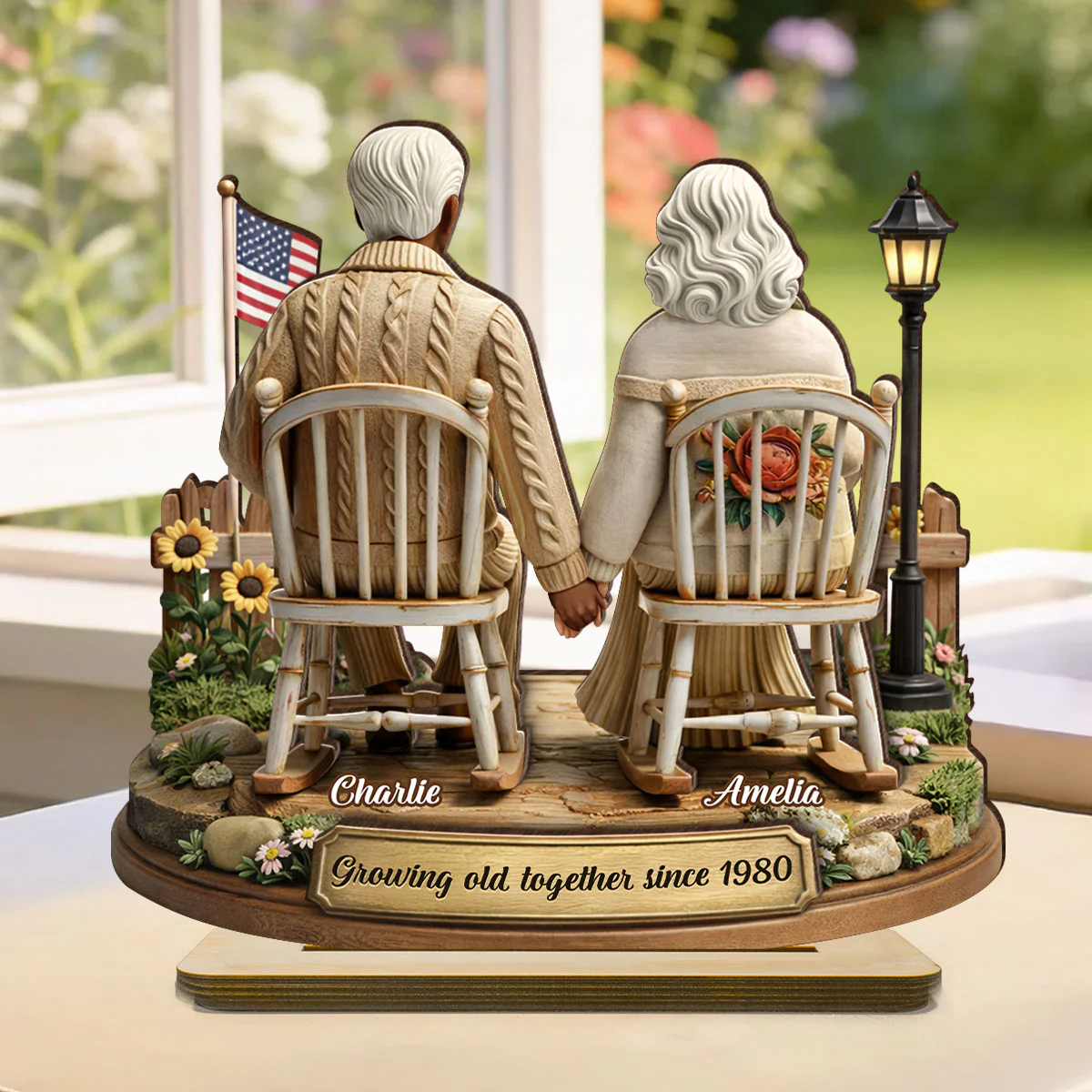 3D Effect Couple Sitting Together - Personalized 2-Layered Wooden Plaque - Heartfelt Valentine's Day Gift for Him, for Her - Image 3