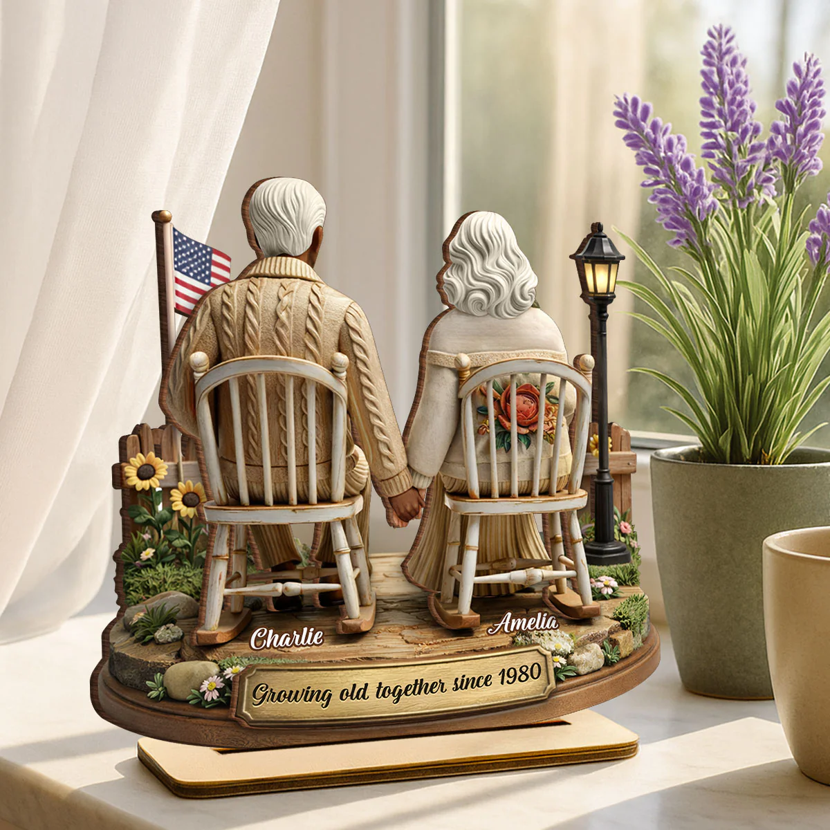 3D Effect Couple Sitting Together - Personalized 2-Layered Wooden Plaque - Heartfelt Valentine's Day Gift for Him, for Her - Image 4