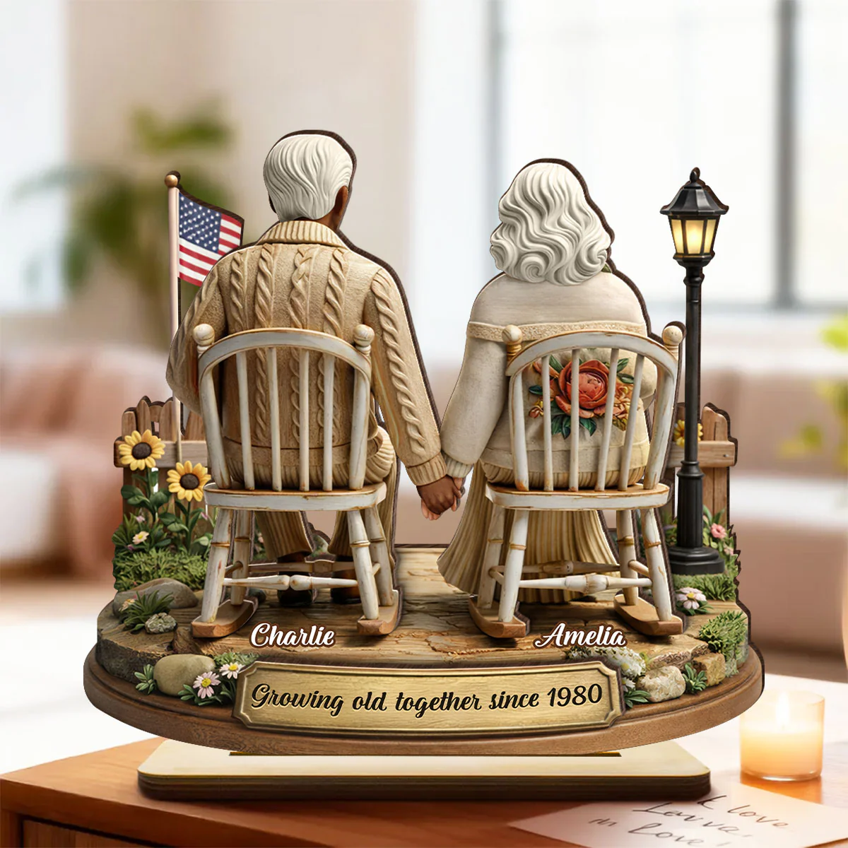 3D Effect Couple Sitting Together - Personalized 2-Layered Wooden Plaque - Heartfelt Valentine's Day Gift for Him, for Her - Image 5